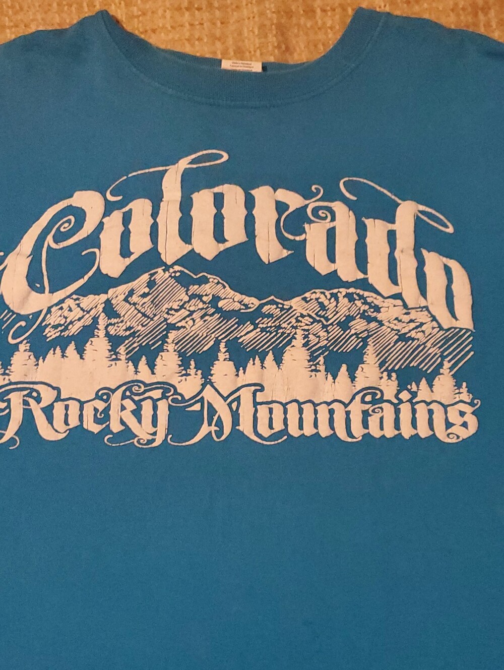 Vintage Colorado Rocky Mountains Graphic T-Shirt Blue Souvenir Tee Size 2X - Picture 2 of 5